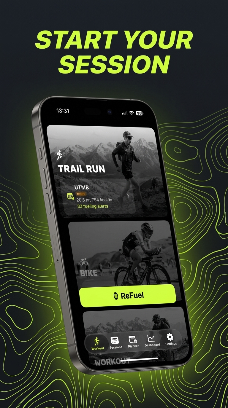 ReFuel workout screen showing session start and ReFuel button
